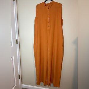 Womens Jumpsuit Size 2XL Orange Sleeveless Flowy Wide Leg Pants One Piece